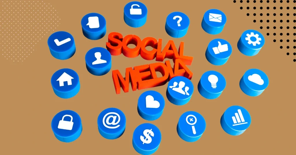 3D illustration of social media icons highlighting social media anxiety concept
