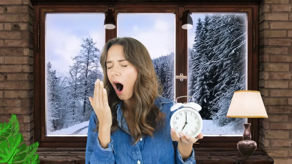 Tired woman yawning in the morning holding alarm clock, feeling unrested after sleep