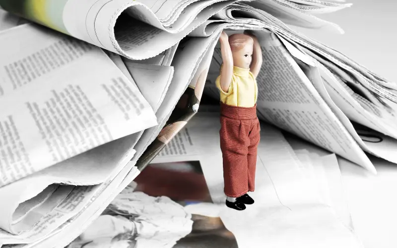 Overwhelmed figure under stress and mental fatigue