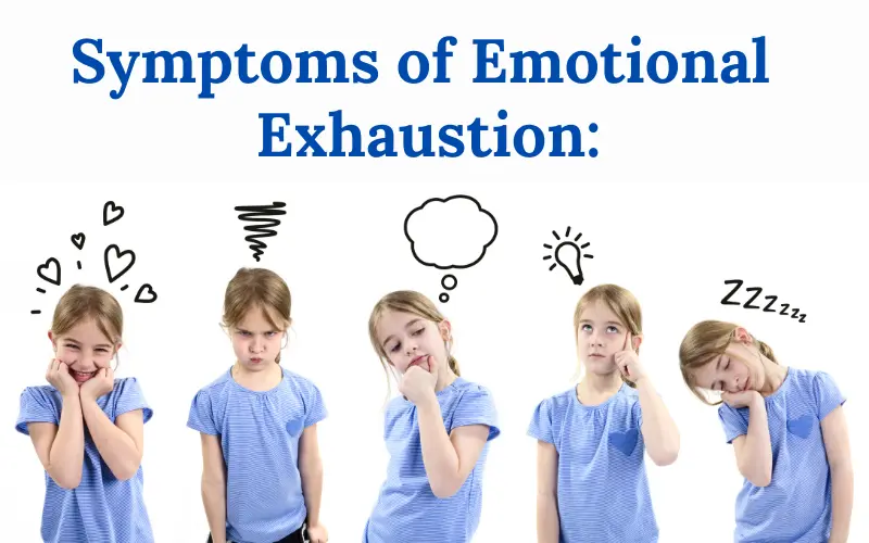 Girl showing emotional exhaustion symptoms like stress and fatigue.