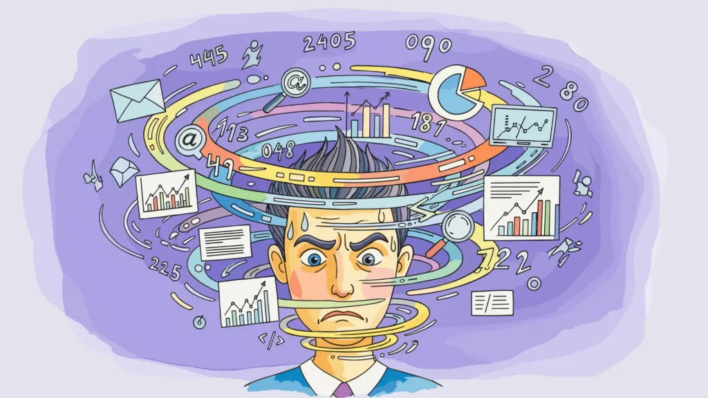 High-functioning anxiety illustration showing hidden stress behind a calm appearance